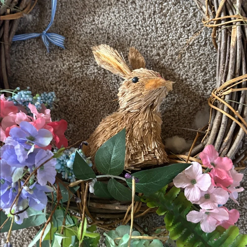 Floral Wreath with Bunny Decoration